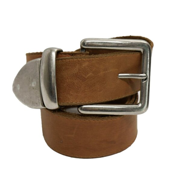 Vintage 90s Brown Leather Coastal Cowgirl Western Silver Tone Long Belt main image 12